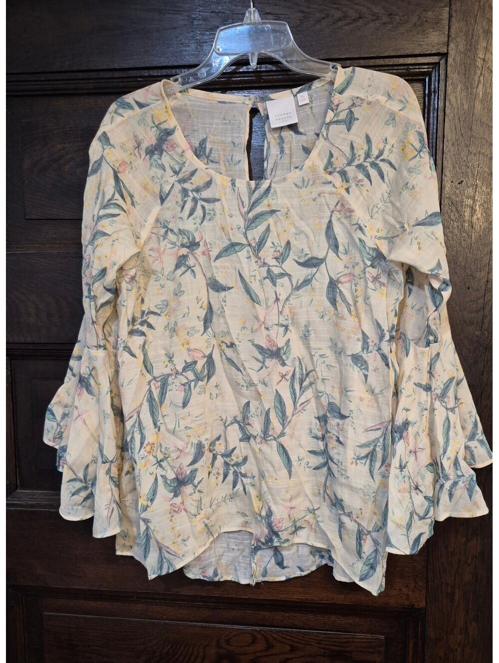 LC Lauren Conrad Boho Floral Bell Sleeve Blouse - Size xl
